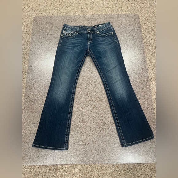 Miss Me Denim - Miss Me Jeans JP5002 Bootcut Dark Wash Embellished Pockets Size 31x31